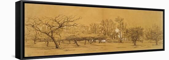 View of an Orchard at Saint-Denis (Pen and Black Ink-Charles Francois Daubigny-Framed Stretched Canvas
