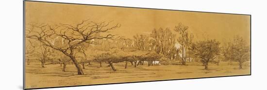 View of an Orchard at Saint-Denis (Pen and Black Ink-Charles Francois Daubigny-Mounted Giclee Print