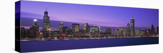 View of an Urban Skyline at Dusk, Chicago, Illinois, USA-null-Stretched Canvas