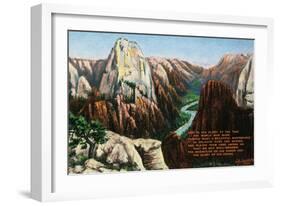 View of Angels Landing and the Great White Throne, Zion National Park, Utah-Lantern Press-Framed Art Print