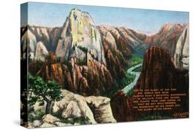 View of Angels Landing and the Great White Throne, Zion National Park, Utah-Lantern Press-Stretched Canvas