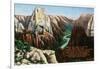 View of Angels Landing and the Great White Throne, Zion National Park, Utah-Lantern Press-Framed Art Print