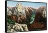 View of Angels Landing and the Great White Throne, Zion National Park, Utah-Lantern Press-Framed Stretched Canvas