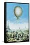 View of Annonay in Vivarais and the First Flight of the Mongolfier Brother's Hot-Air Balloon-null-Framed Stretched Canvas