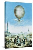 View of Annonay in Vivarais and the First Flight of the Mongolfier Brother's Hot-Air Balloon-null-Stretched Canvas