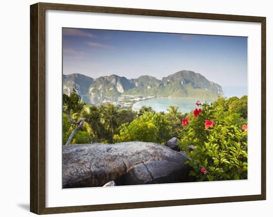 View of Ao Ton Sai and Ao Lo Dalam Beaches, Ko Phi Phi Don, Thailand-Ian Trower-Framed Photographic Print