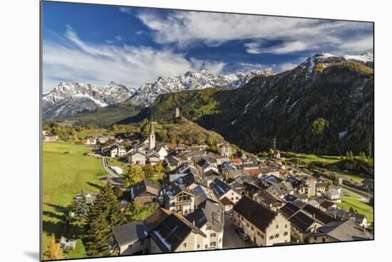 View of Ardez village surrounded by woods and snowy peaks Lower Engadine Canton of Switzerland Euro-ClickAlps-Mounted Photographic Print