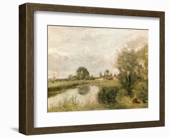 View of Arleux from the Marshes of Palluel, 1873-Jean-Baptiste-Camille Corot-Framed Giclee Print