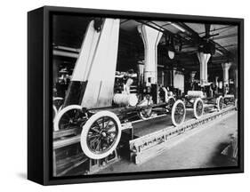 View of Assembly Line in Early Automobile Factory-null-Framed Stretched Canvas