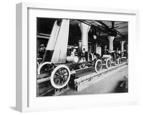 View of Assembly Line in Early Automobile Factory-null-Framed Photographic Print