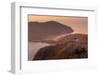 View of Assos, coastline, sea and hills at sunset, Assos, Kefalonia, Ionian Islands, Greek Islands-Frank Fell-Framed Photographic Print