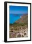 View of Assos, coastline, sea and hills near Agkonas, Kefalonia, Ionian Islands, Greek Islands-Frank Fell-Framed Photographic Print