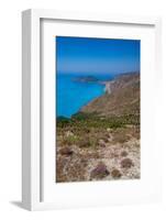 View of Assos, coastline, sea and hills near Agkonas, Kefalonia, Ionian Islands, Greek Islands-Frank Fell-Framed Photographic Print