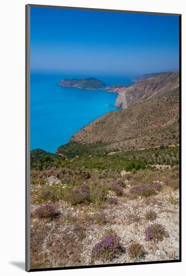 View of Assos, coastline, sea and hills near Agkonas, Kefalonia, Ionian Islands, Greek Islands-Frank Fell-Mounted Photographic Print
