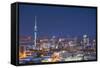 View of Auckland at Dusk, Auckland, North Island, New Zealand, Pacific-Ian-Framed Stretched Canvas
