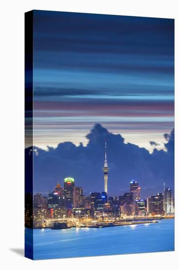 View of Auckland at Dusk, Auckland, North Island, New Zealand-Ian Trower-Stretched Canvas