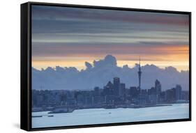 View of Auckland at Sunset, Auckland, North Island, New Zealand, Pacific-Ian-Framed Stretched Canvas