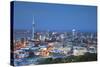 View of Auckland from Mount Eden at Dusk, Auckland, North Island, New Zealand-Ian Trower-Stretched Canvas