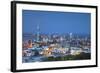 View of Auckland from Mount Eden at Dusk, Auckland, North Island, New Zealand-Ian Trower-Framed Photographic Print