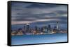 View of Auckland Skyline at Dusk, Auckland, North Island, New Zealand, Pacific-Ian-Framed Stretched Canvas