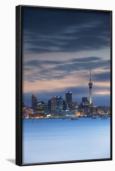 View of Auckland Skyline at Dusk, Auckland, North Island, New Zealand, Pacific-Ian-Framed Photographic Print