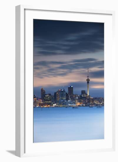 View of Auckland Skyline at Dusk, Auckland, North Island, New Zealand, Pacific-Ian-Framed Photographic Print