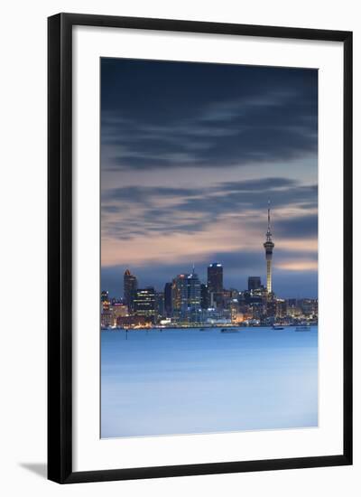 View of Auckland Skyline at Dusk, Auckland, North Island, New Zealand, Pacific-Ian-Framed Photographic Print