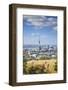 View of Auckland with Man Hiking on Mount Eden, Auckland, North Island, New Zealand, Pacific-Ian-Framed Photographic Print