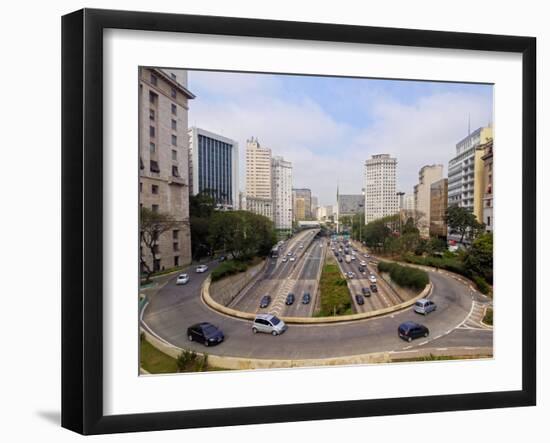 View of Avenida 23 de Maio from Viaduto do Cha, City of Sao Paulo, State of Sao Paulo, Brazil, Sout-Karol Kozlowski-Framed Photographic Print