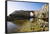 View of Azure Window Stone Arch, Dwejra, Gozo, Malta-Massimo Borchi-Framed Stretched Canvas