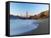 View of Baker Beach and Golden Gate Bridge, San Francisco, California, USA-Massimo Borchi-Framed Stretched Canvas