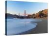 View of Baker Beach and Golden Gate Bridge, San Francisco, California, USA-Massimo Borchi-Stretched Canvas