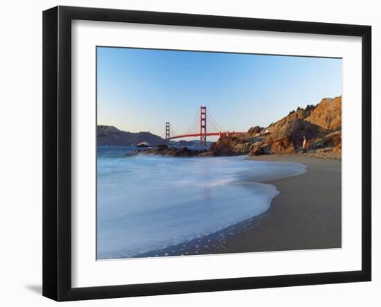 View of Baker Beach and Golden Gate Bridge, San Francisco, California, USA-Massimo Borchi-Framed Photographic Print