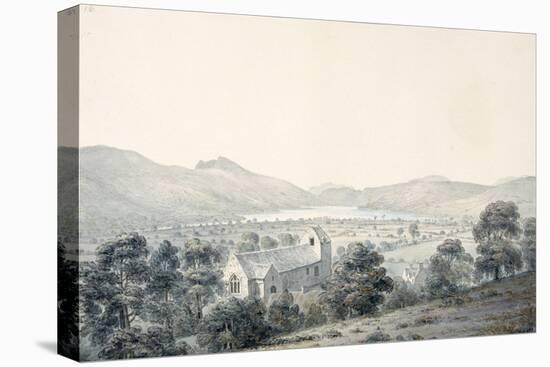 View of Bala Pool, Llyntagit, from above Llanfawr Church, Meirionethshire, 1805 (W/C on Paper)-Moses Griffith-Stretched Canvas