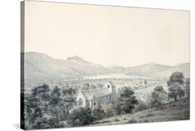 View of Bala Pool, Llyntagit, from above Llanfawr Church, Meirionethshire, 1805 (W/C on Paper)-Moses Griffith-Stretched Canvas