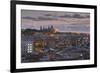 View of Barcelona at dusk, Barcelona, Catalonia, Spain, Europe-Frank Fell-Framed Photographic Print