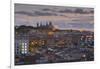 View of Barcelona at dusk, Barcelona, Catalonia, Spain, Europe-Frank Fell-Framed Photographic Print