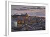 View of Barcelona at dusk, Barcelona, Catalonia, Spain, Europe-Frank Fell-Framed Photographic Print