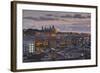 View of Barcelona at dusk, Barcelona, Catalonia, Spain, Europe-Frank Fell-Framed Photographic Print