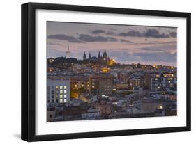 View of Barcelona at dusk, Barcelona, Catalonia, Spain, Europe-Frank Fell-Framed Photographic Print