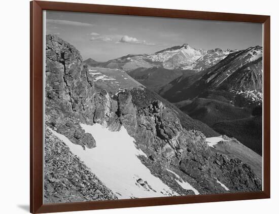 View Of Barren Mountains With Snow "Long's Peak Rocky Mountain National Park" Colorado. 1933-1942-Ansel Adams-Framed Art Print