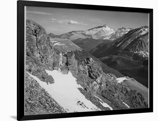 View Of Barren Mountains With Snow "Long's Peak Rocky Mountain National Park" Colorado. 1933-1942-Ansel Adams-Framed Art Print