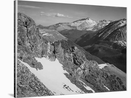 View Of Barren Mountains With Snow "Long's Peak Rocky Mountain National Park" Colorado. 1933-1942-Ansel Adams-Stretched Canvas