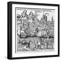 View of Basel, Illustration from the Chronicle of Nurnberg by Hartmann Schedel 1493-null-Framed Giclee Print