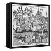 View of Basel, Illustration from the Chronicle of Nurnberg by Hartmann Schedel 1493-null-Framed Stretched Canvas