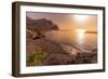 View of beach and coastline with mountains in background during golden hour, Puerto de La Aldea-Frank Fell-Framed Photographic Print