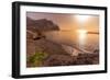 View of beach and coastline with mountains in background during golden hour, Puerto de La Aldea-Frank Fell-Framed Photographic Print