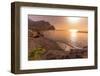 View of beach and coastline with mountains in background during golden hour, Puerto de La Aldea-Frank Fell-Framed Photographic Print