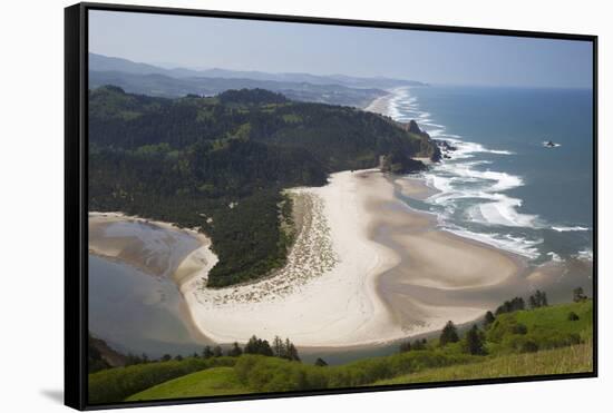 View of Beach and Salmon River, Cascade Head, Oregon, USA-Jamie & Judy Wild-Framed Stretched Canvas