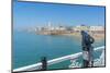 View of beach and telescope on a sunny day from Brighton Palace Pier, Brighton, East Sussex-Frank Fell-Mounted Premium Photographic Print